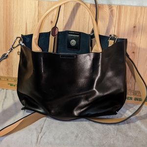 CoLab black and tan leather cross body bag